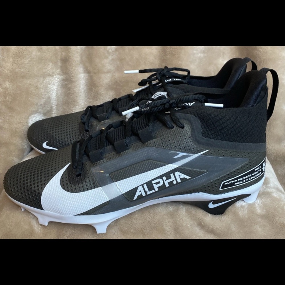 NWT Nike Alpha Menace 4 Elite Football Cleats White Black Size 13 Wide